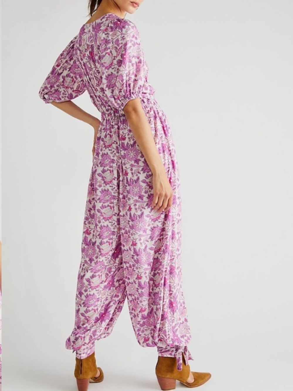 Spell Pink Floral V-Neck Jumpsuit - Picture 2 of 16